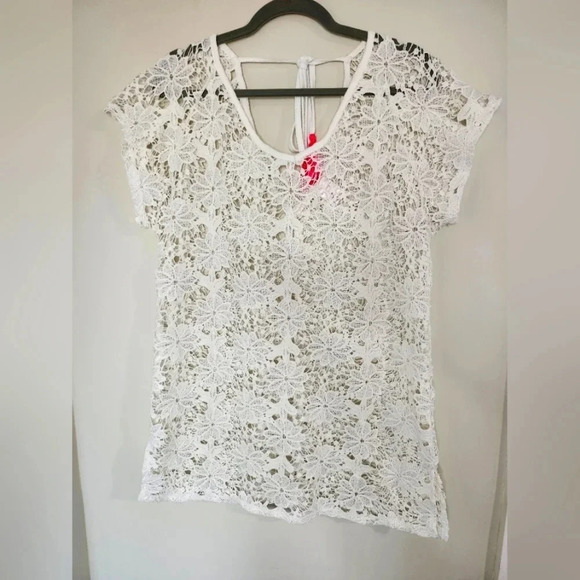 Xhilaration White Flower Crochet Swim Cover-up Up Women’s M - Picture 1 of 8